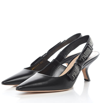 Christian Dior Lambskin Studded J'Adior Slingback 65mm Pumps 37 Black 3 of 12