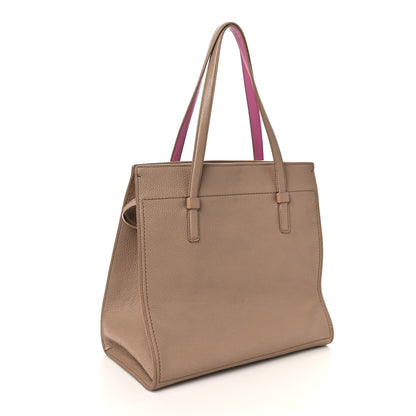 Salvatore Ferragamo Grained Calfskin Double Handle Medium Amy Tote Beige Pink 2 of 9