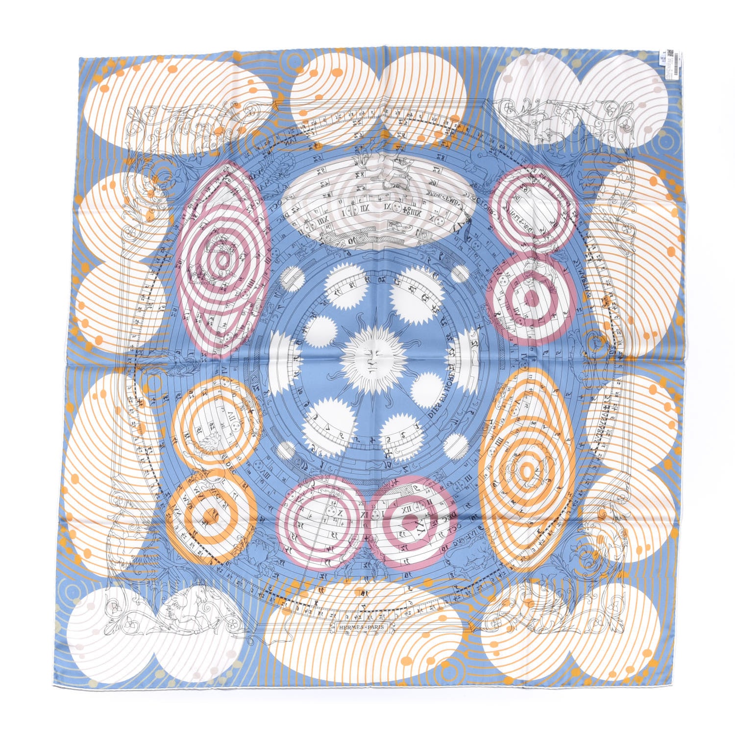 Hermes Silk Double Face Astronomie Astrologie Scarf 90 Bleu Roy Rose Orange 2 of 7