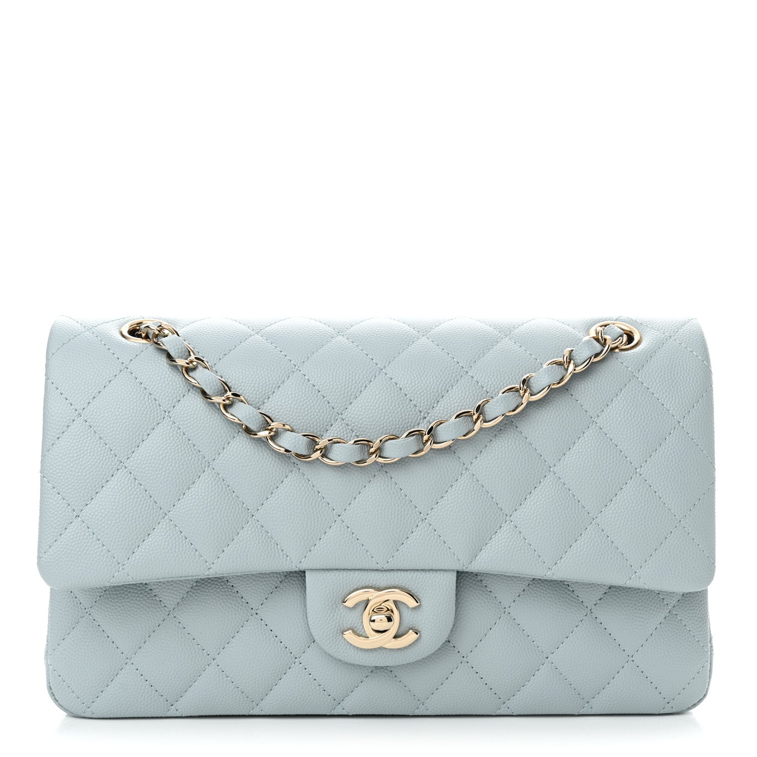 Chanel Caviar Quilted Medium Double Flap Light Blue 1 of 11