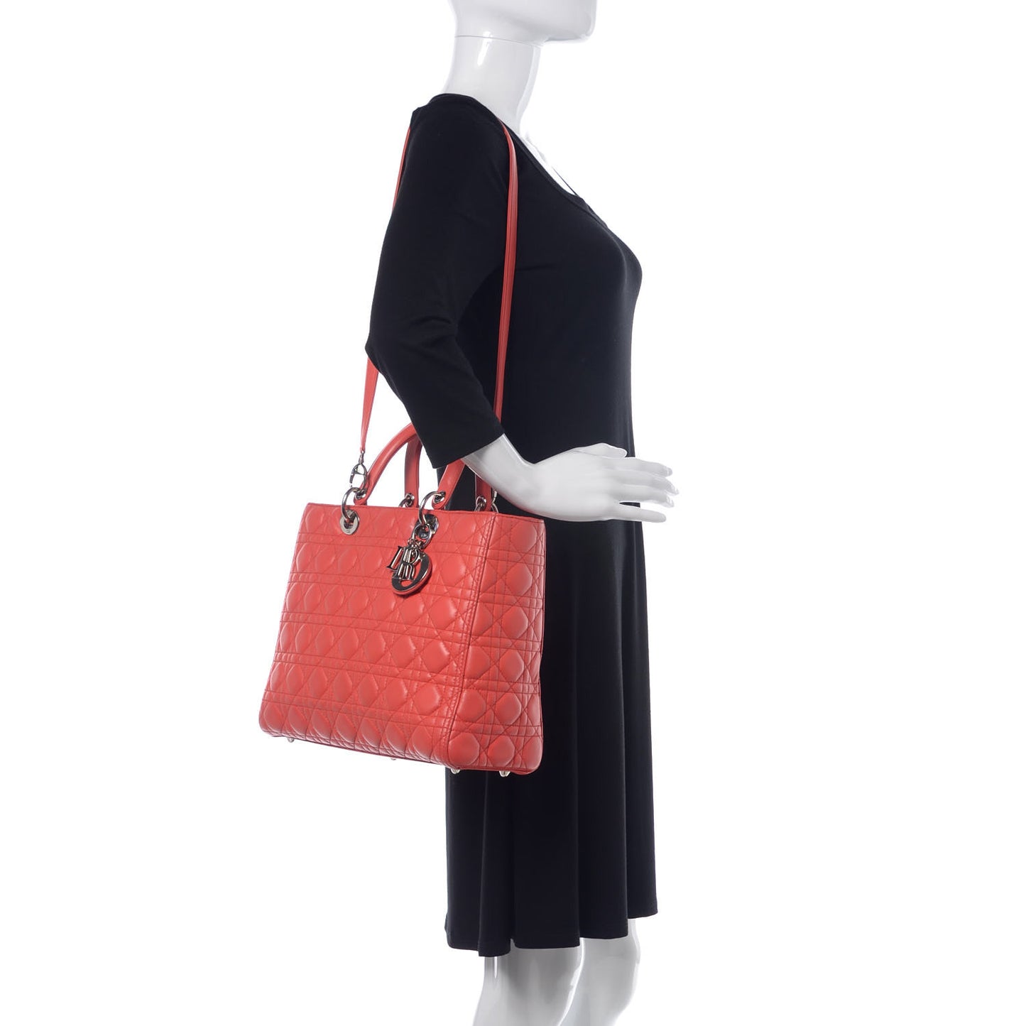 Lambskin Cannage Large Lady Dior Coral