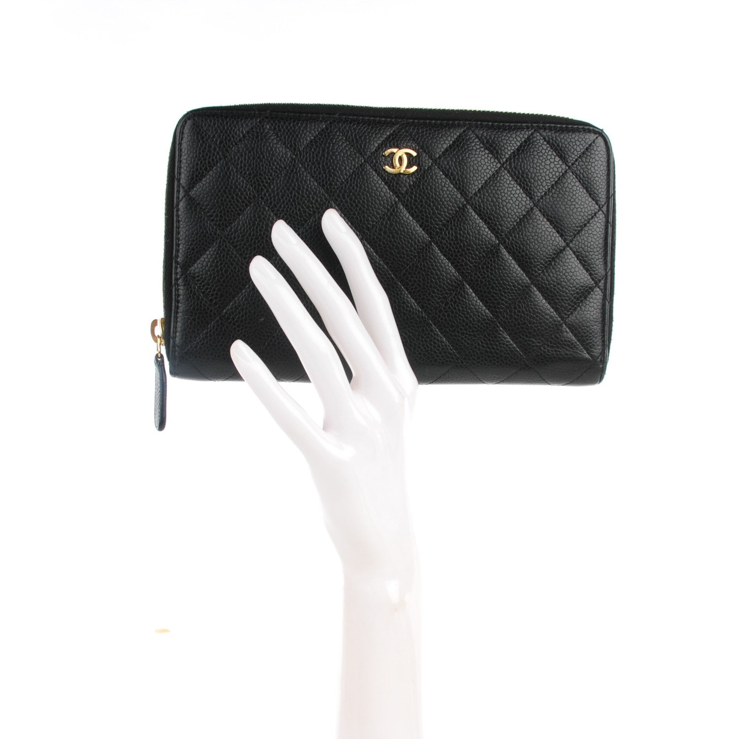 Chanel Caviar Quilted Large Zipped Wallet Black 2 of 8