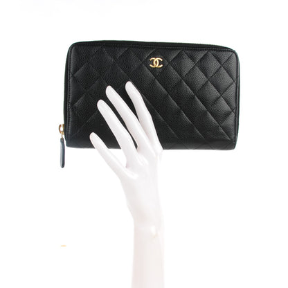 Chanel Caviar Quilted Large Zipped Wallet Black 2 of 8