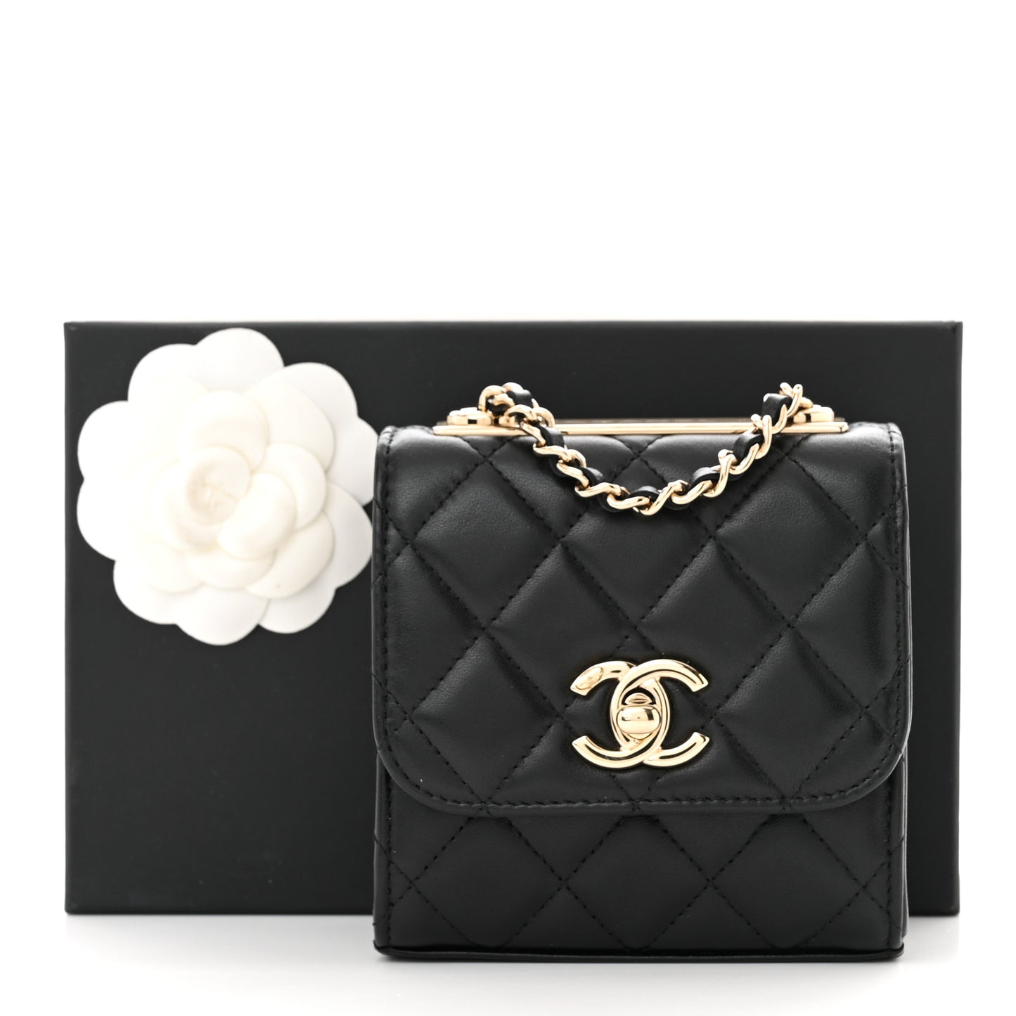 Lambskin Quilted Mini Trendy CC Chain Wallet Black