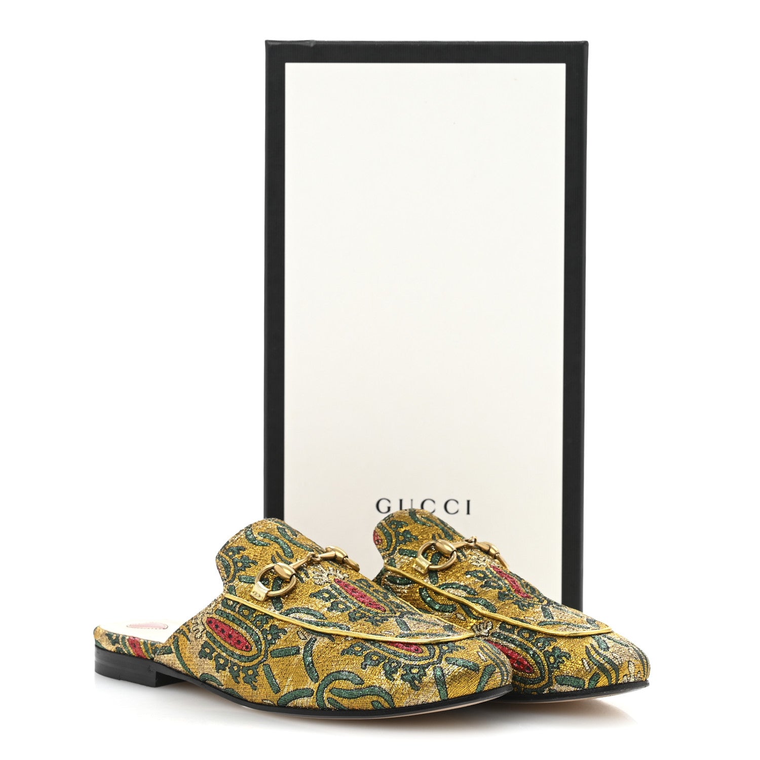 Gucci Iridescent Brocade Womens Princetown Slippers 36 Gold Multicolor 10 of 10