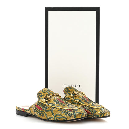 Gucci Iridescent Brocade Womens Princetown Slippers 36 Gold Multicolor 10 of 10