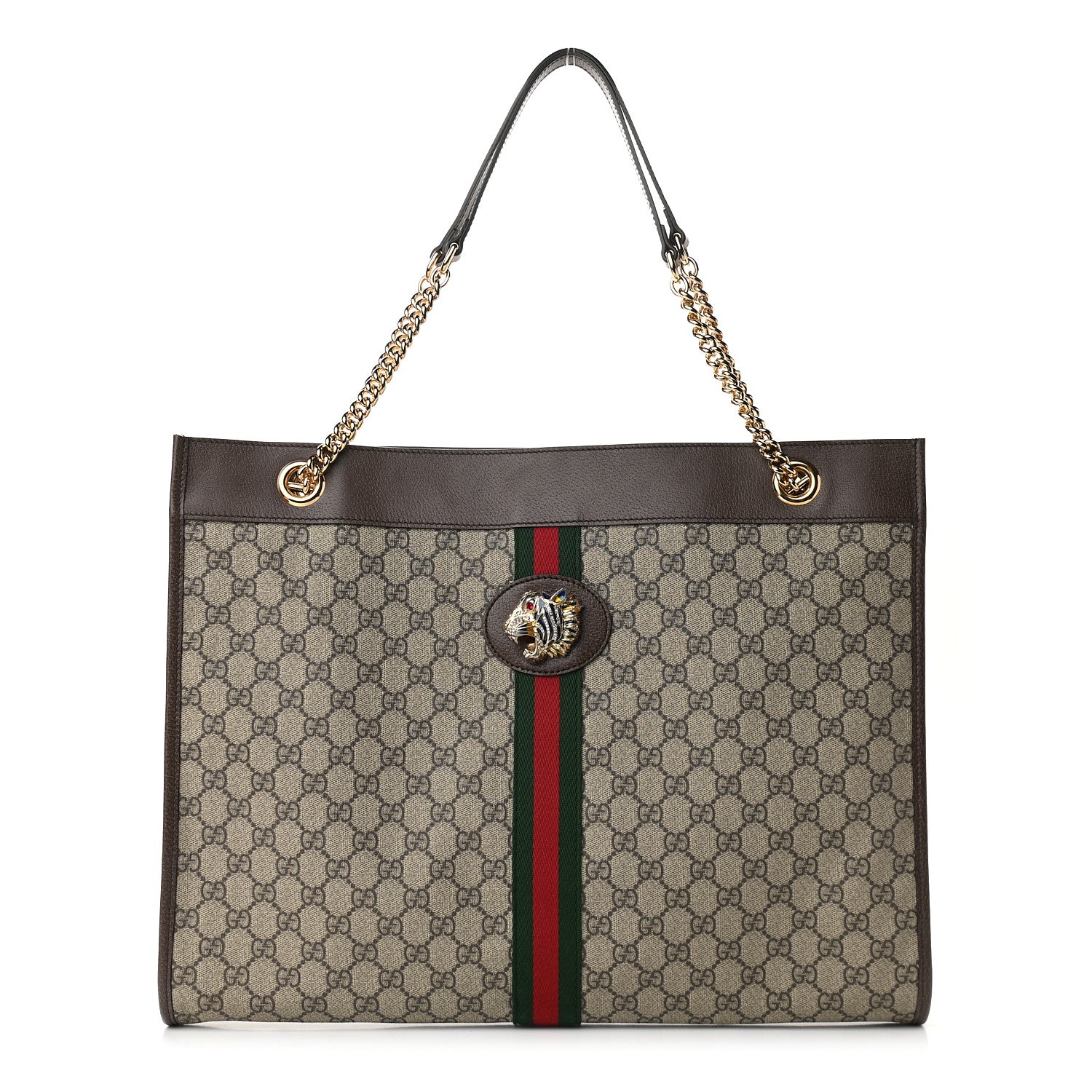 Gucci GG Supreme Monogram Large Rajah Chain Tote Beige New Acero 1 of 9