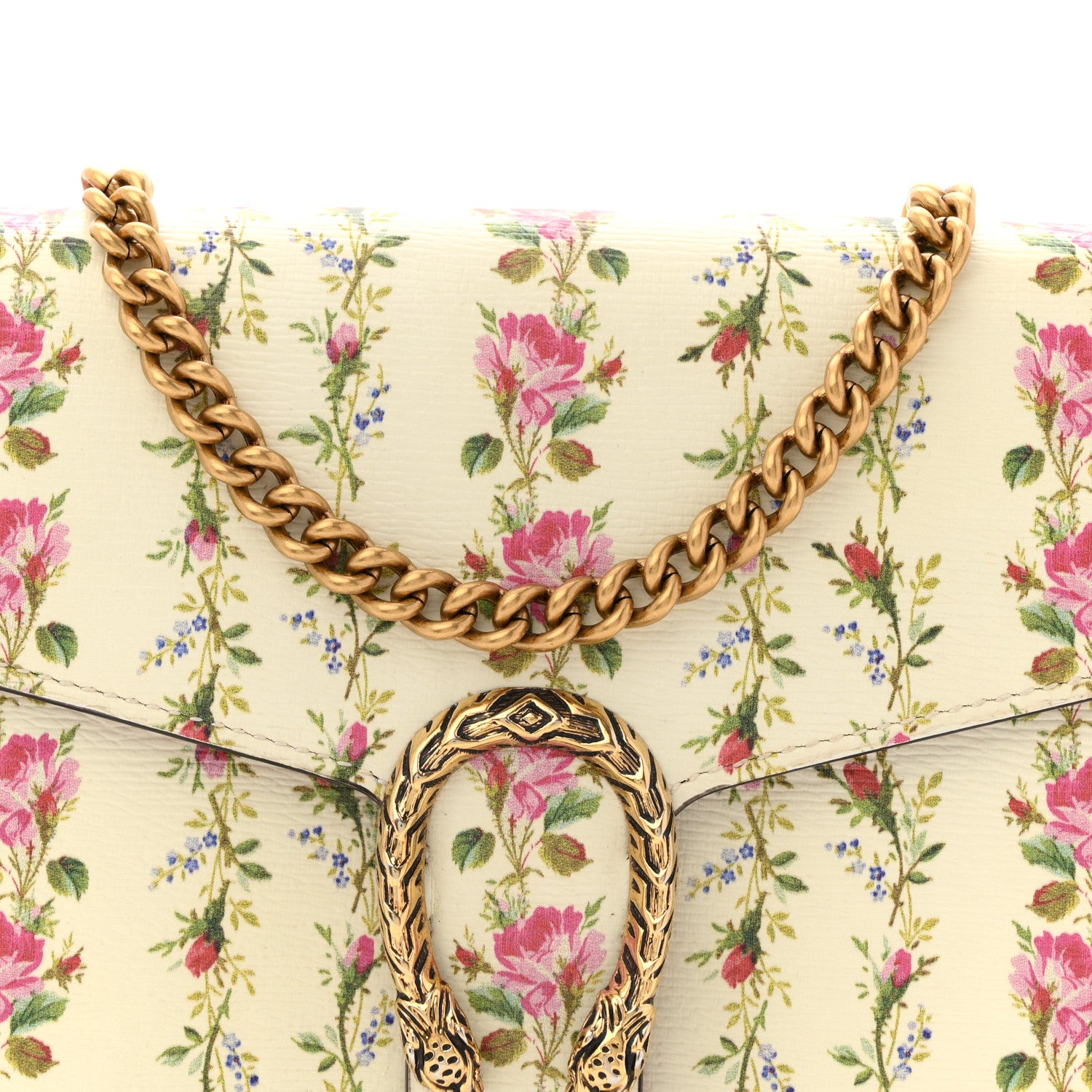 Gucci Calfskin Floral Print Mini Dionysus Chain Wallet Ivory Pink 8 of 10