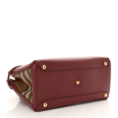 Burberry Grainy Calfskin House Check Medium Banner Tote Crimson 4 of 10