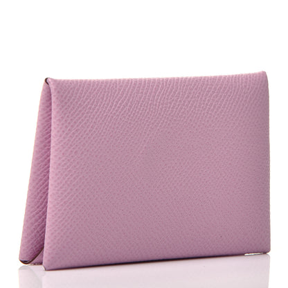 Hermes Epsom Calvi Card Case Mauve Sylvestre 3 of 7