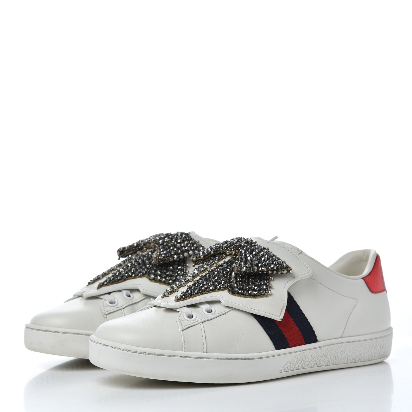 Calfskin Ayers Web Womens Ace Bow Lace Sneakers 37.5 White