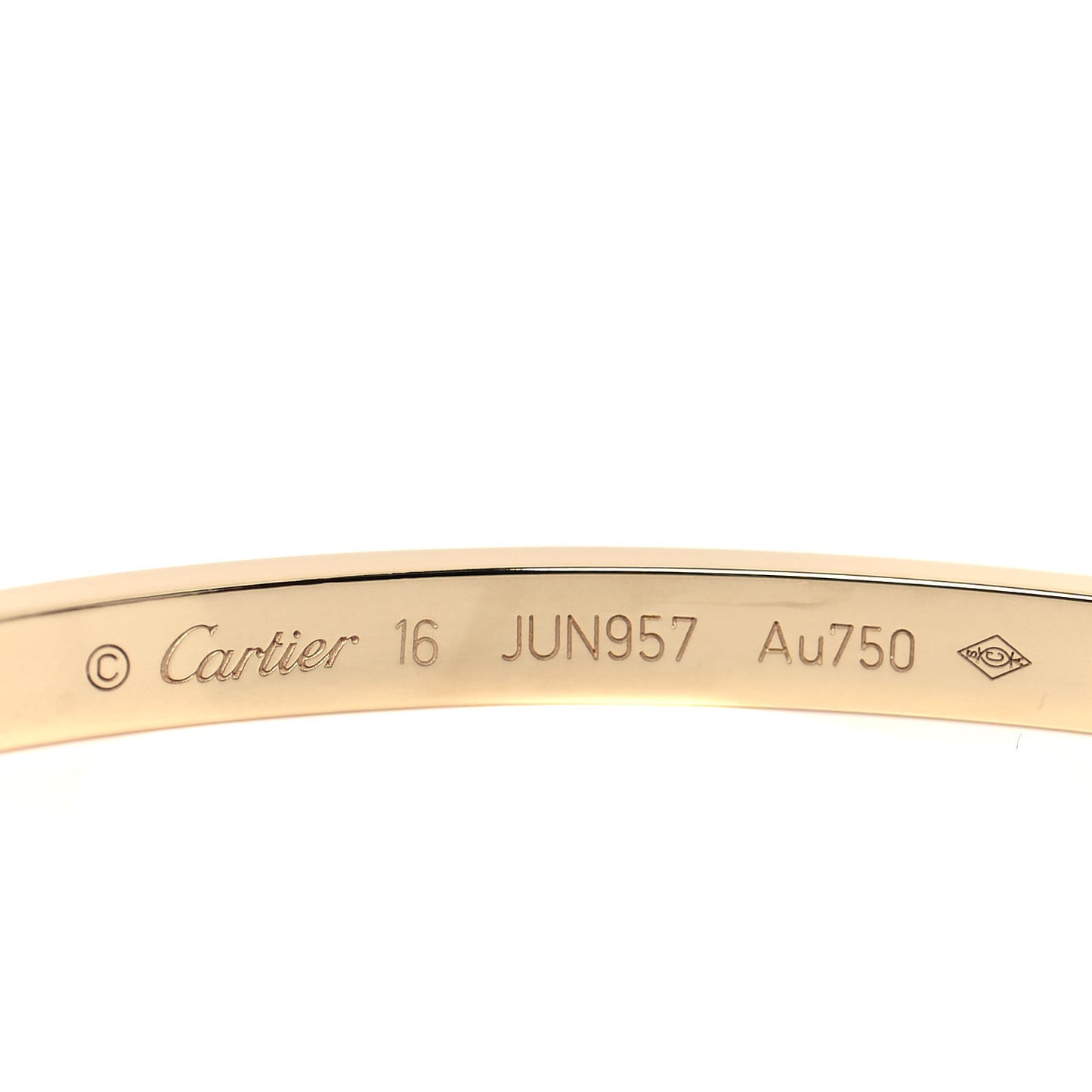 18K Yellow Gold 6 Diamond Small LOVE Bracelet 16
