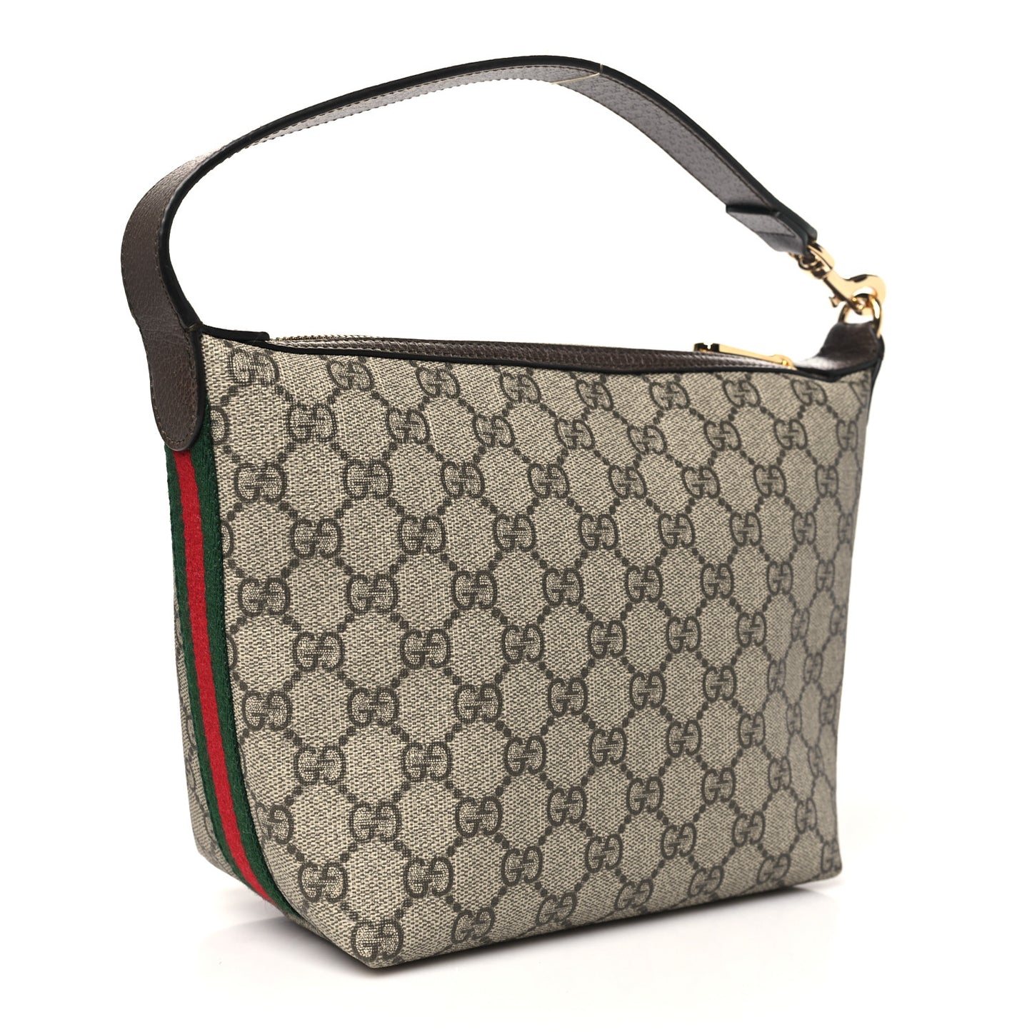 GG Supreme Monogram Textured Calfskin Web Super Mini Ophidia Shoulder Bag Beige Ebony New Acero