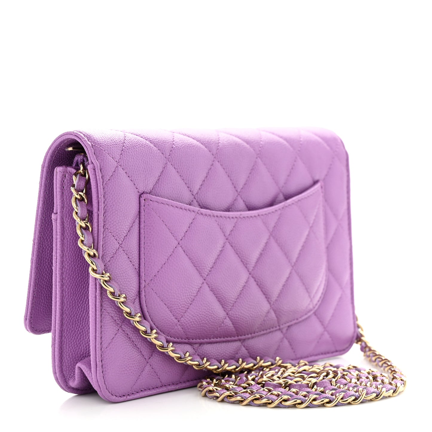 Caviar Quilted Wallet On Chain WOC Purple