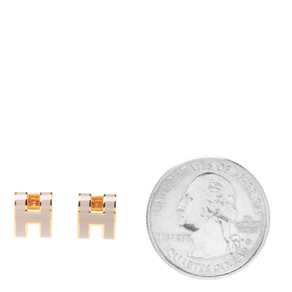 Hermes Gold Lacquered Mini Pop H Earrings Marron Glace 2 of 6