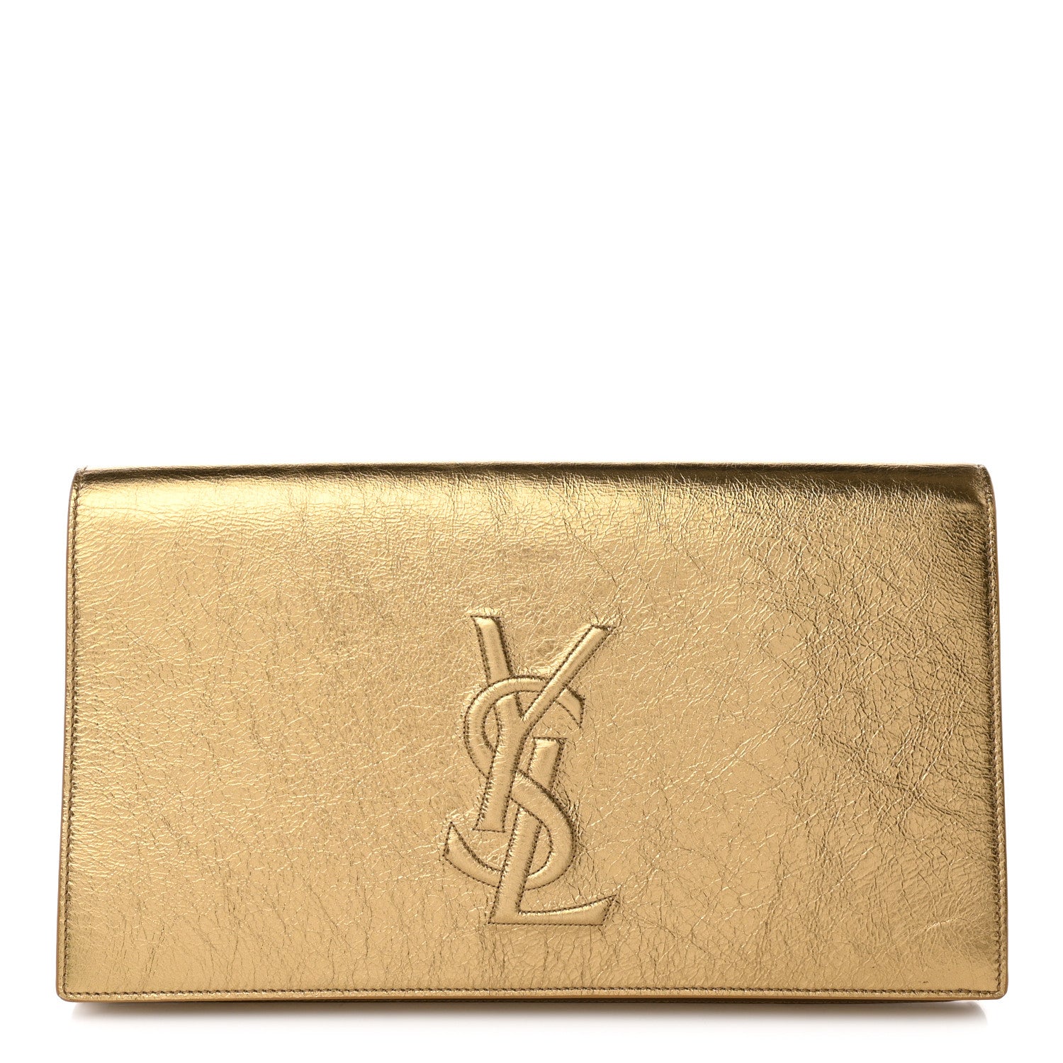 Saint Laurent Metallic Calfskin Monogram Large Belle De Jour Clutch Gold 1 of 12