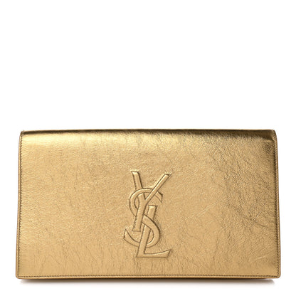 Saint Laurent Metallic Calfskin Monogram Large Belle De Jour Clutch Gold 1 of 12