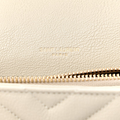 Saint Laurent Sheepskin Matelasse Chevron Monogram Medium College Bag Vintage Blanc 6 of 11