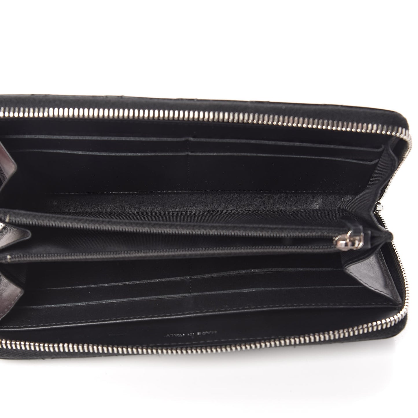 Patent Quilted Zip Around Wallet Black