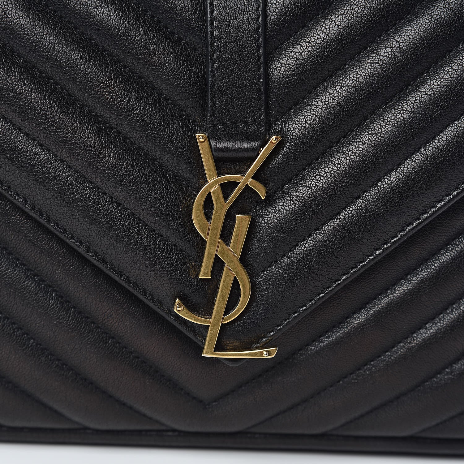 Saint Laurent Sheepskin Matelasse Chevron Monogram Medium College Bag Black 11 of 13