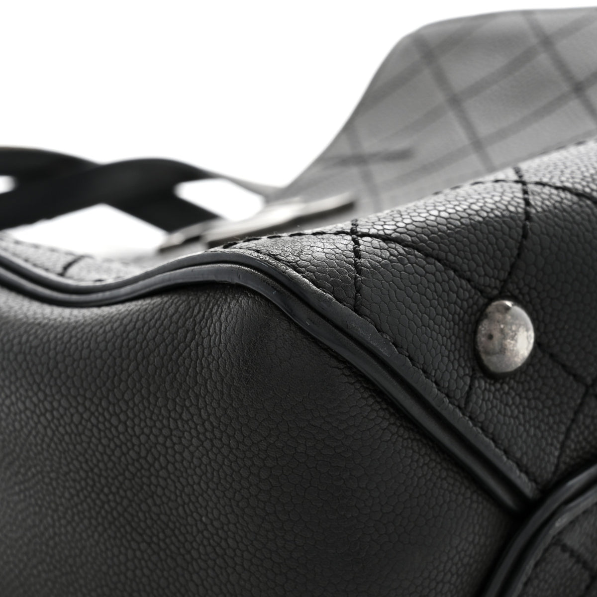 Calfskin Stitched Hamptons Tote Black