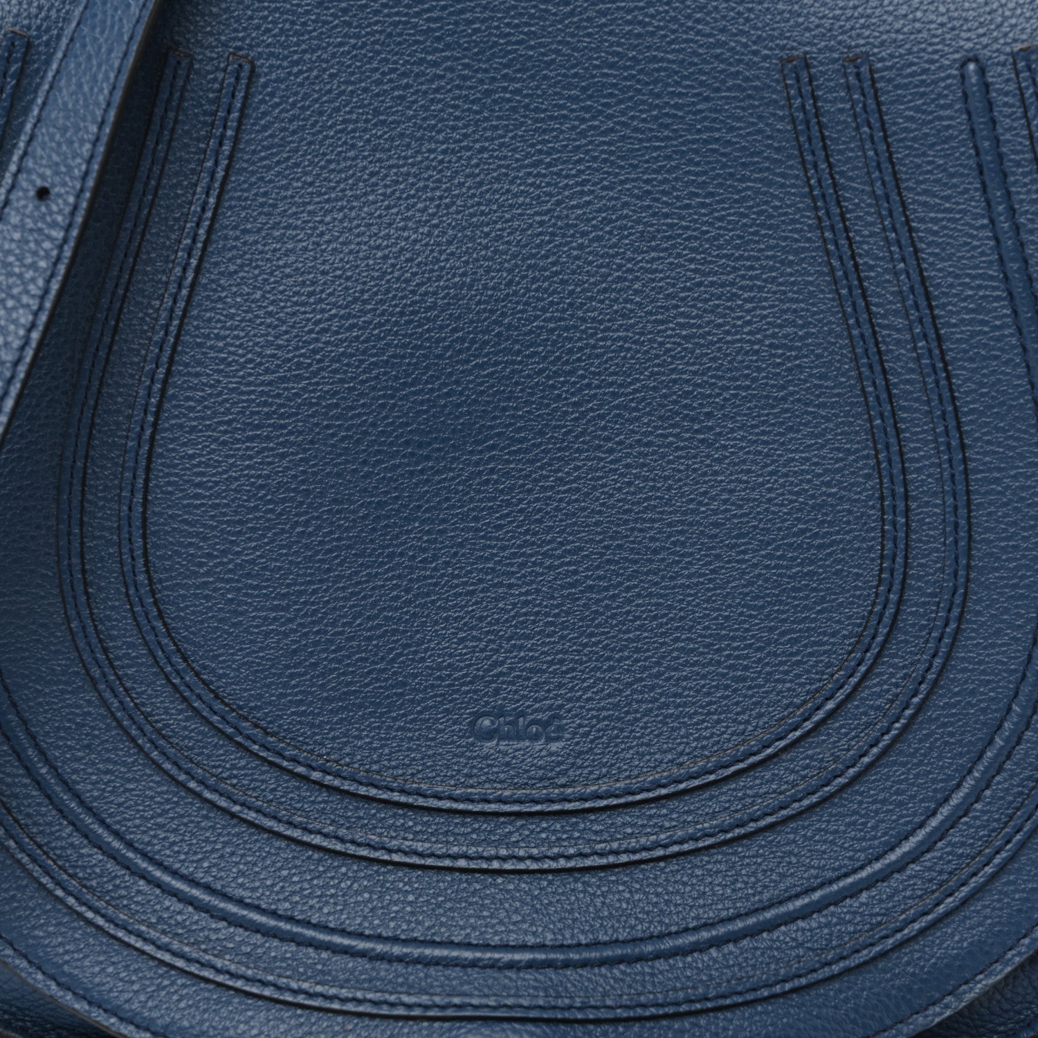 Chloe Grained Calfskin Medium Marcie Saddle Bag Deep Denim 9 of 12