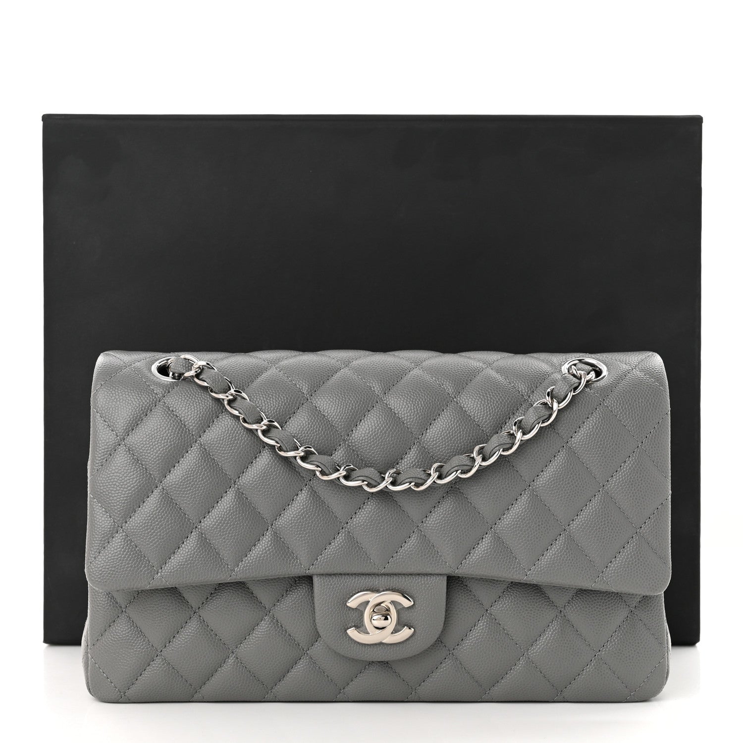 Chanel Caviar Quilted Medium Double Flap Grey 11 of 11