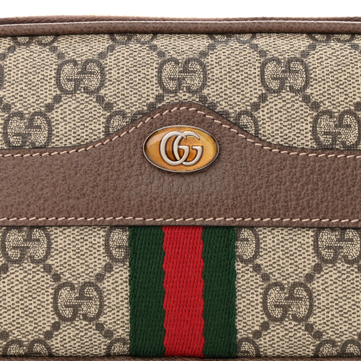 GG Supreme Monogram Web Ophidia Belted iPhone Case 85 34 Dark Brown