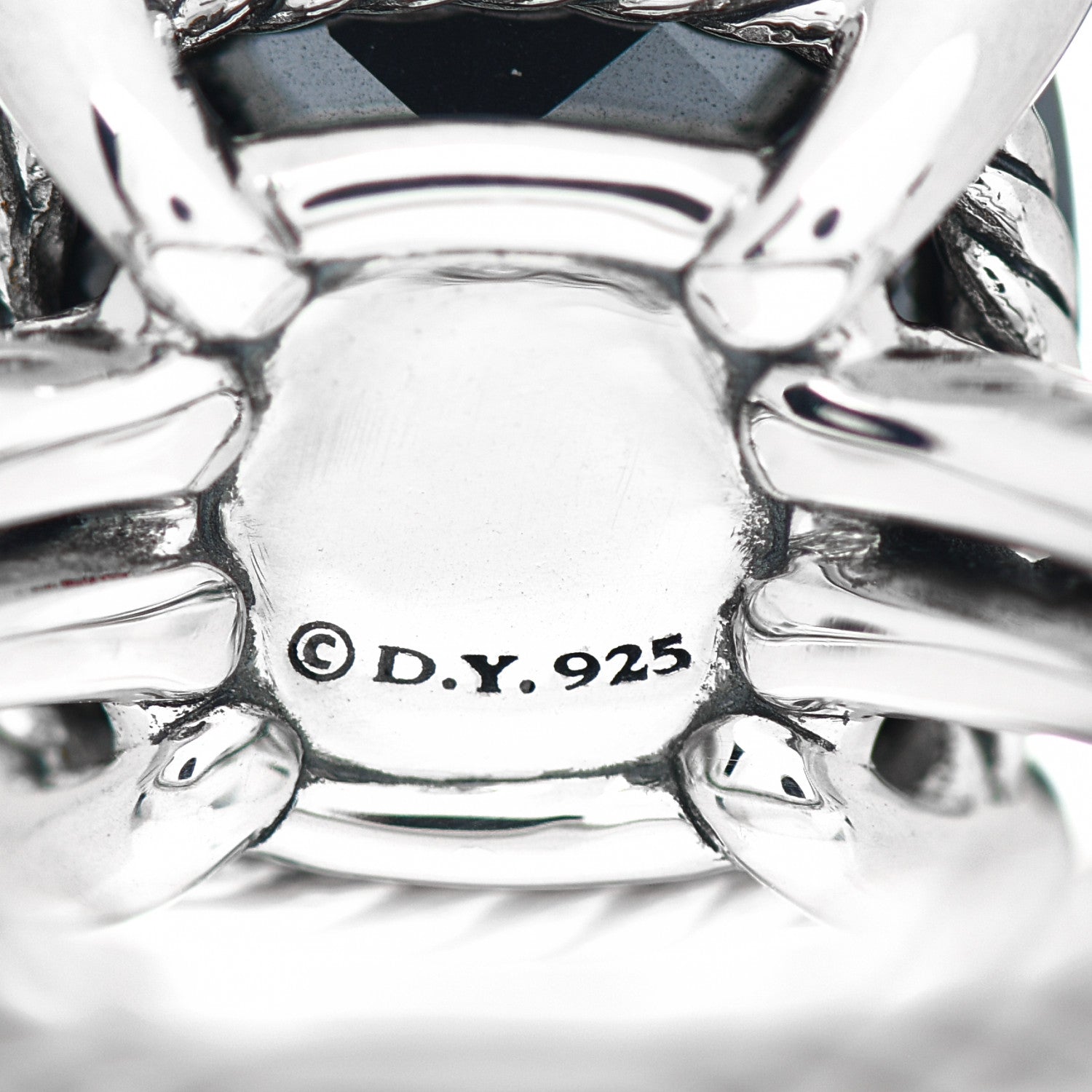 David Yurman Sterling Silver Diamond Green Orchid 14mm Chatelaine Ring 54 6.75 5 of 5