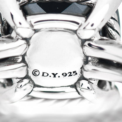 David Yurman Sterling Silver Diamond Green Orchid 14mm Chatelaine Ring 54 6.75 5 of 5
