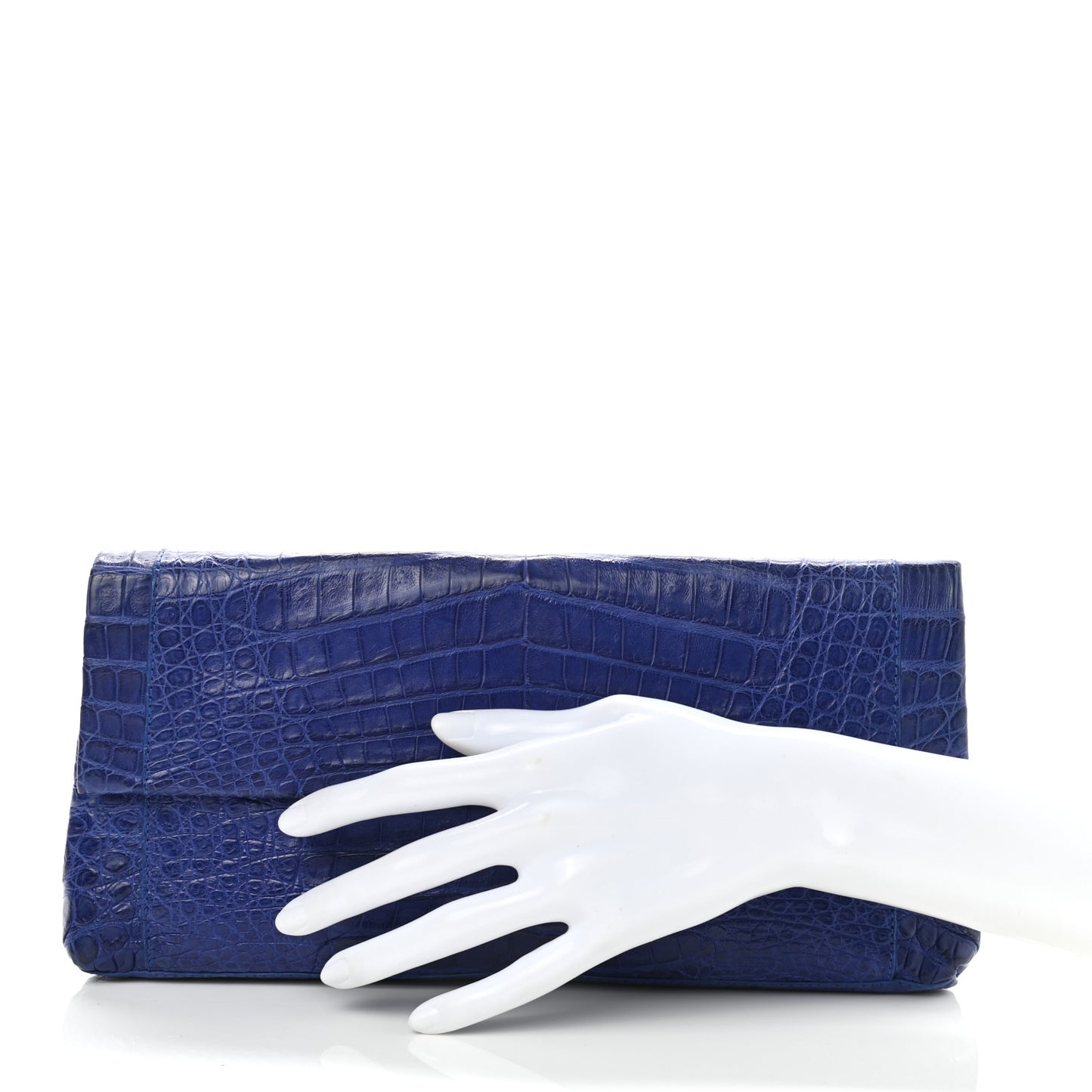 Crocodile Foldover Clutch Cobalt