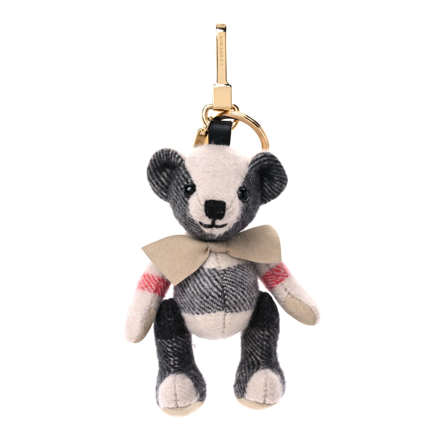 Burberry Cashmere Calfskin Thomas Bow Tie Teddy Bear Keychain Charm Archive Beige 1 of 4