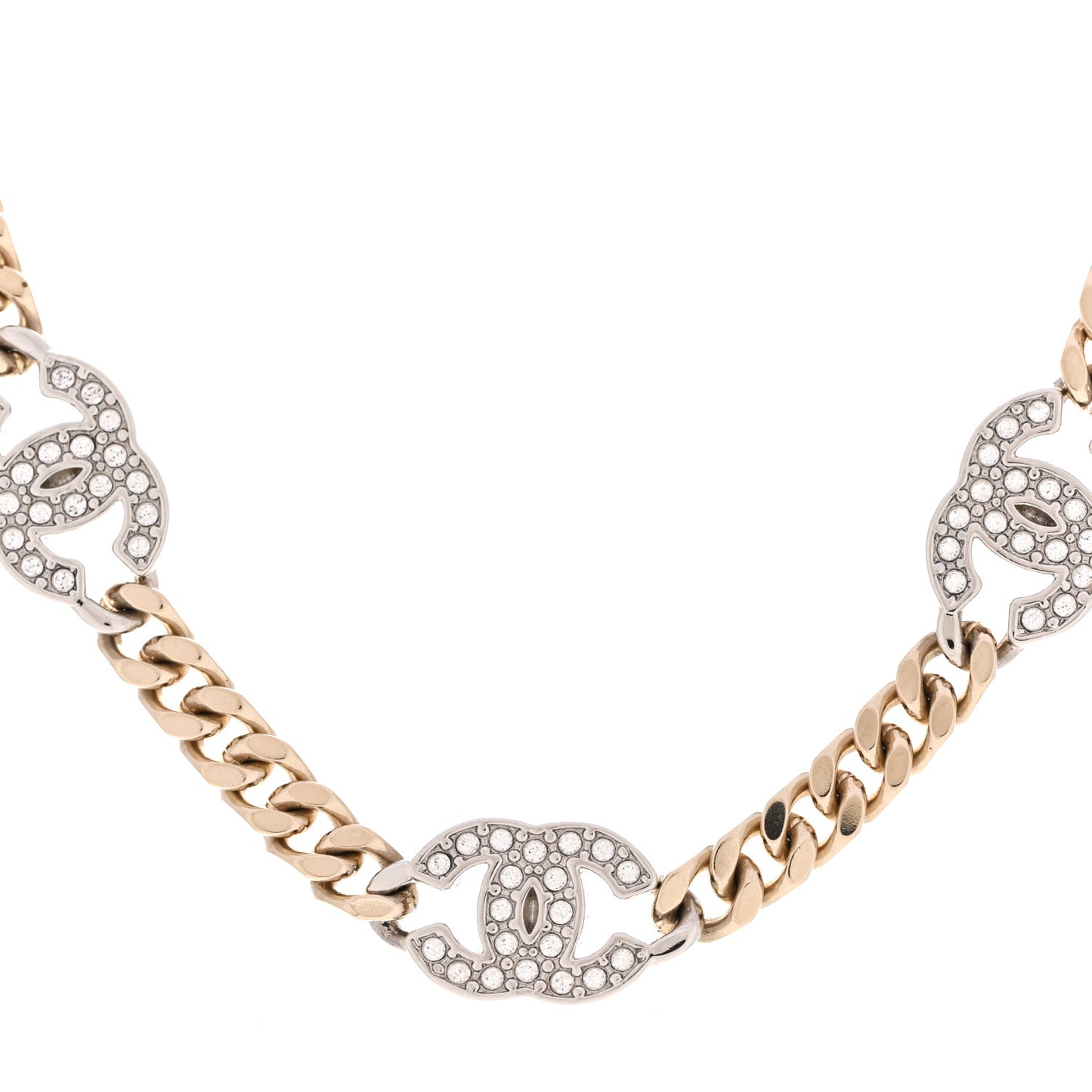 Crystal Chain CC Link Choker Gold Silver