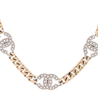 Chanel Crystal Chain CC Link Choker Gold Silver 4 of 7