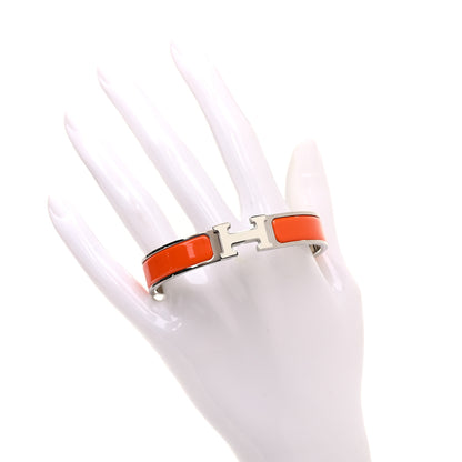 Hermes Enamel Narrow Clic Clac H Bracelet GM Orange White 2 of 4