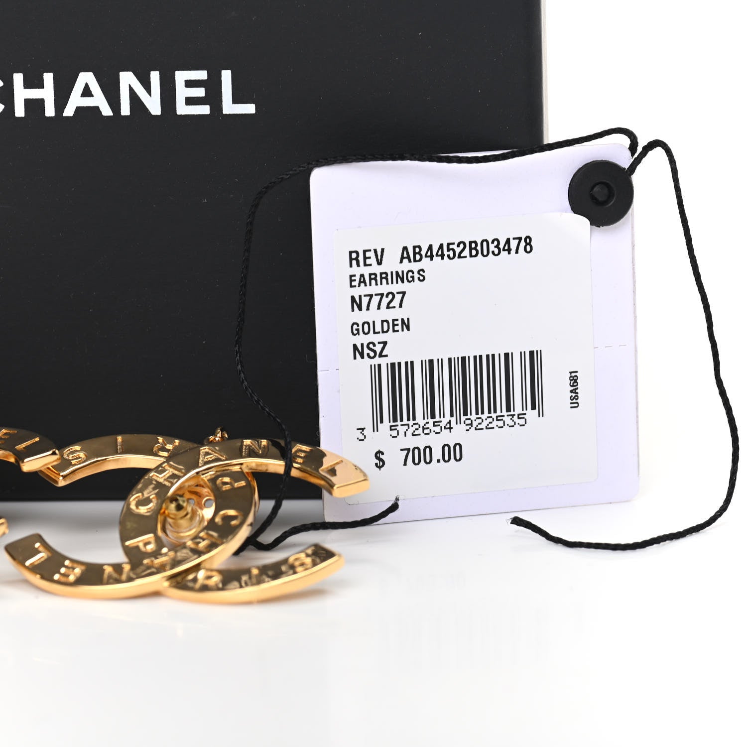 Chanel Metal Large Paris Button Earrings Gold 6 of 6