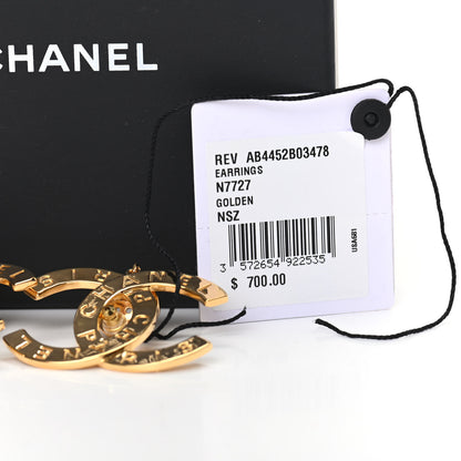 Chanel Metal Large Paris Button Earrings Gold 6 of 6