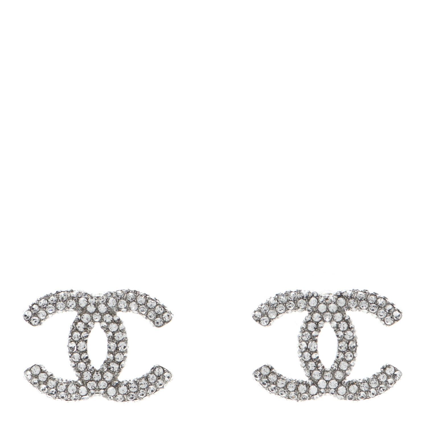 Chanel Crystal CC Earrings Silver 1 of 5