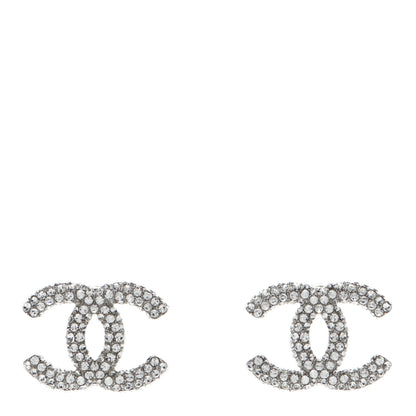 Chanel Crystal CC Earrings Silver 1 of 5
