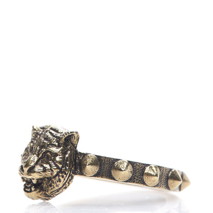 Gucci Metal Feline Head Ring 16 Aged Gold 2 of 5