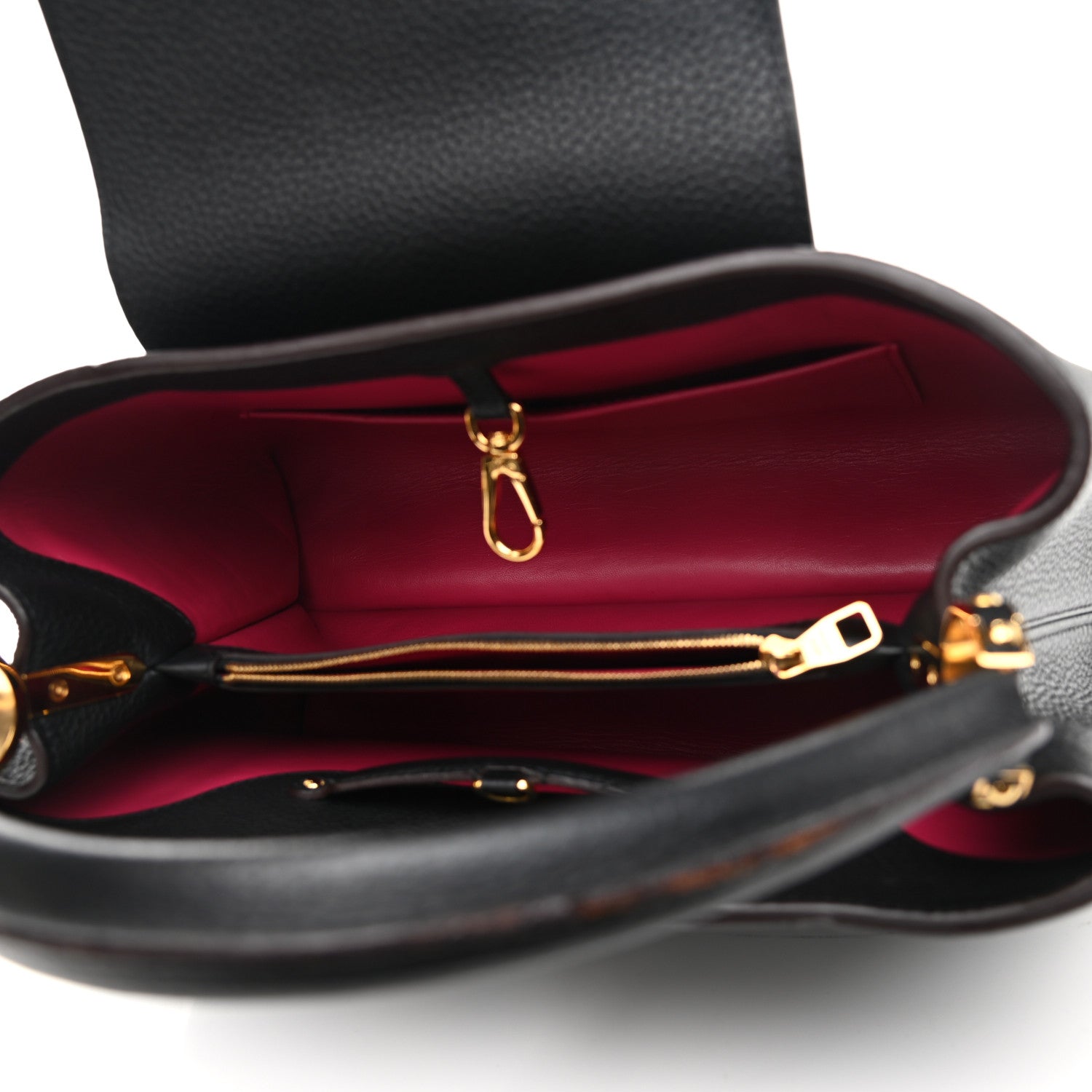 Louis Vuitton Taurillon Capucines MM Black Fuchsia 4 of 12