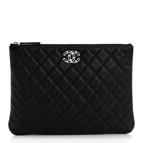 Caviar Quilted Medium Chanel 19 Cosmetic Case Black