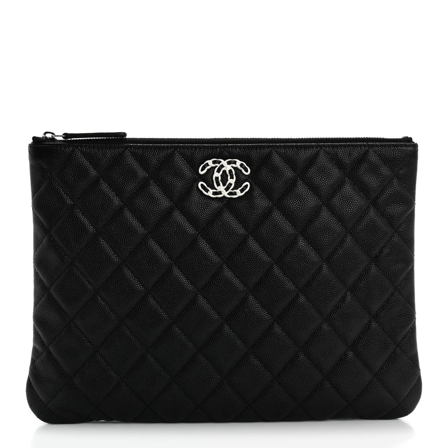 Caviar Quilted Medium Chanel 19 Cosmetic Case Black