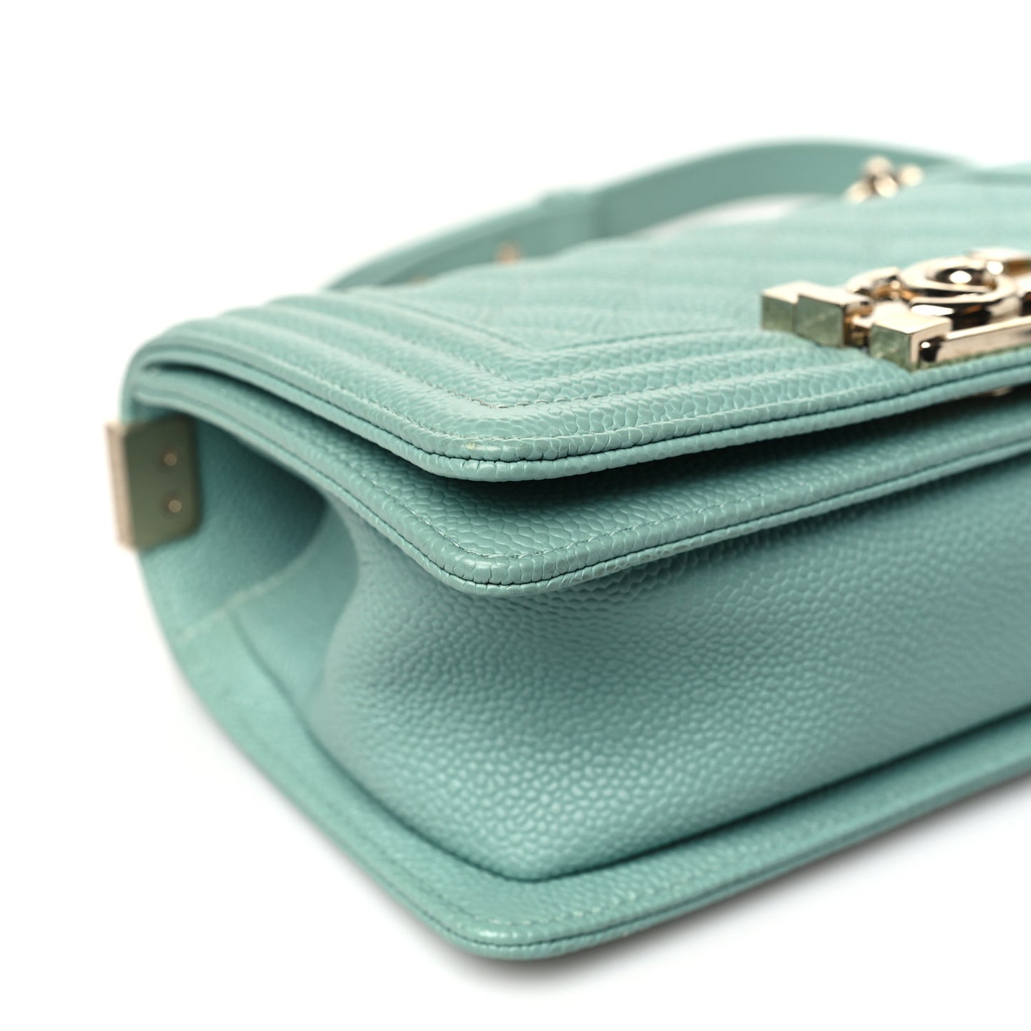 Caviar Quilted Small Boy Flap Light Blue