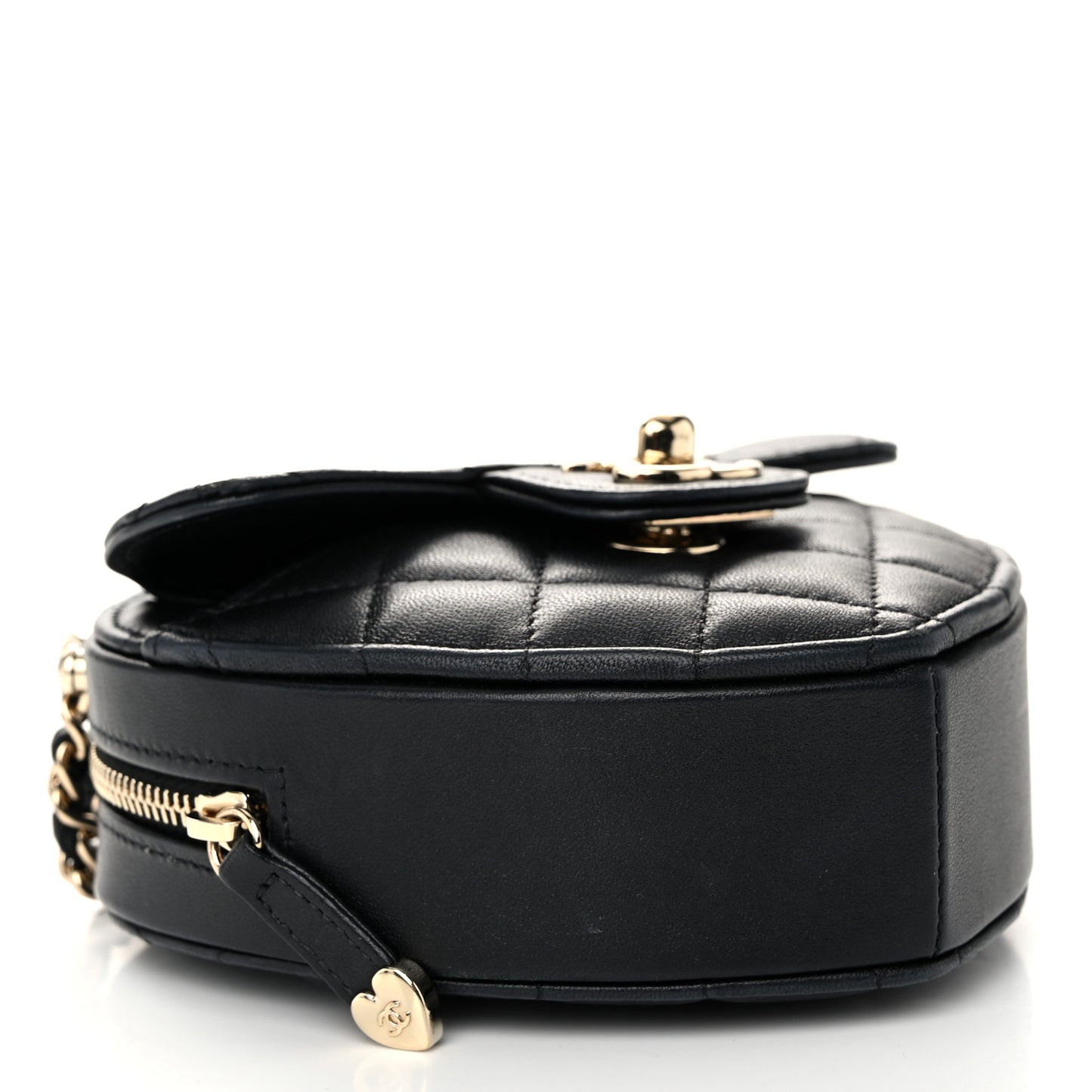 Lambskin Quilted CC In Love Heart Clutch With Chain Black