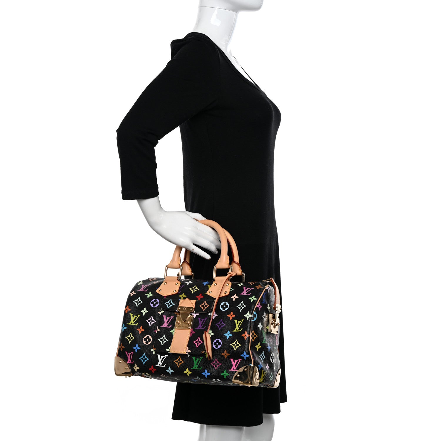 Louis Vuitton Monogram Multicolor Speedy 30 Black 2 of 9