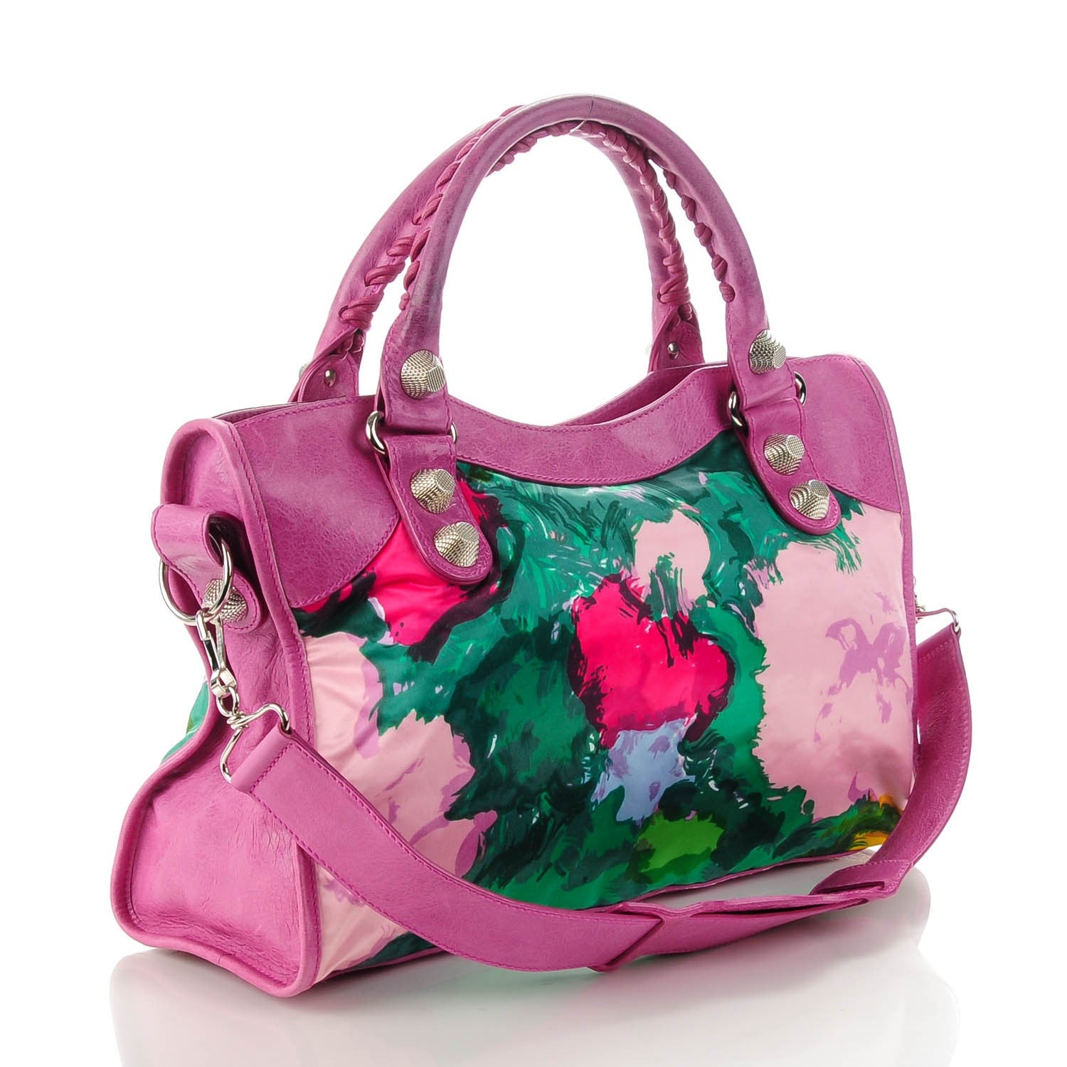 Balenciaga Agneau Canvas Floral Giant 21 Silver Hardware City Magenta 3 of 9