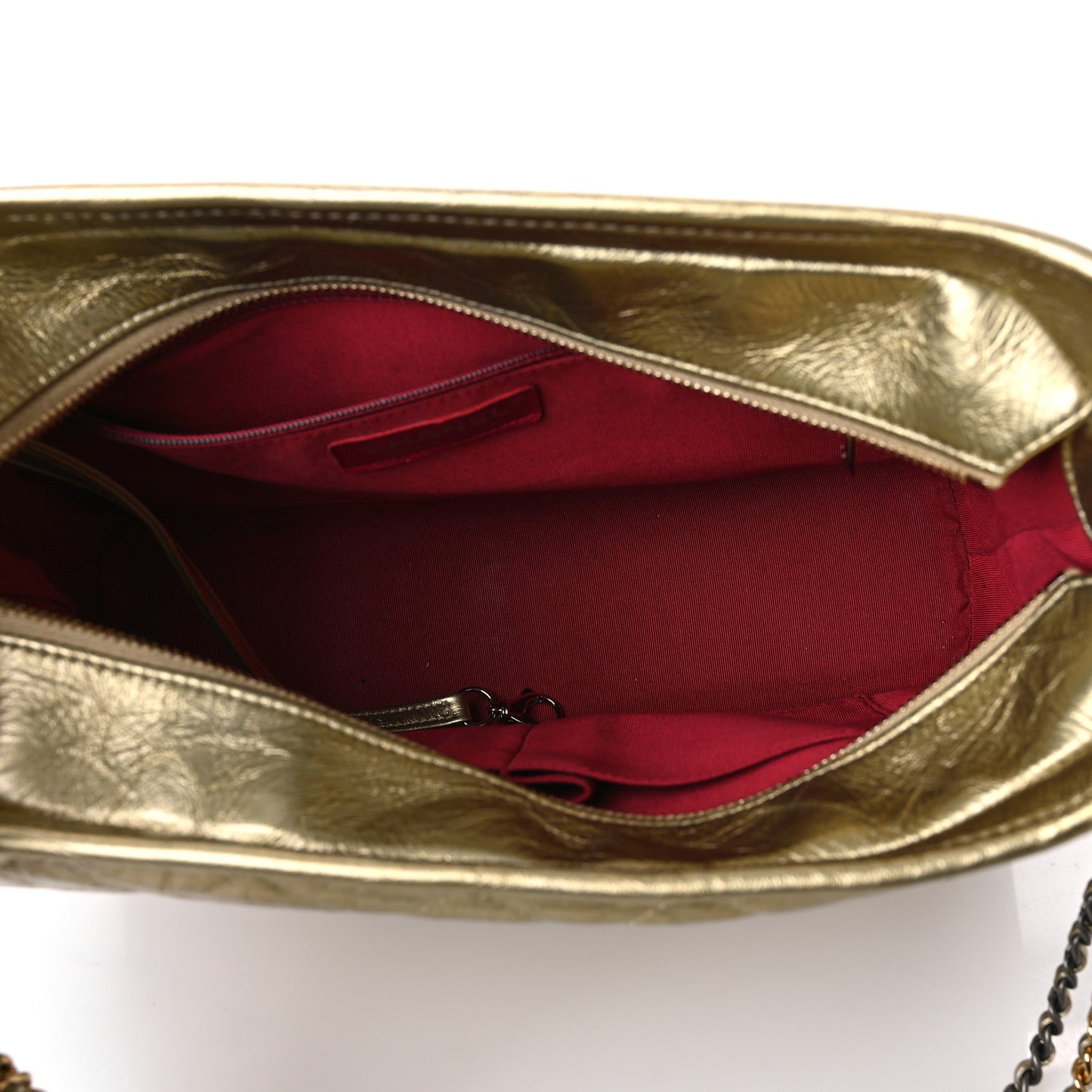 Metallic Aged Calfskin Quilted Medium Gabrielle Gold