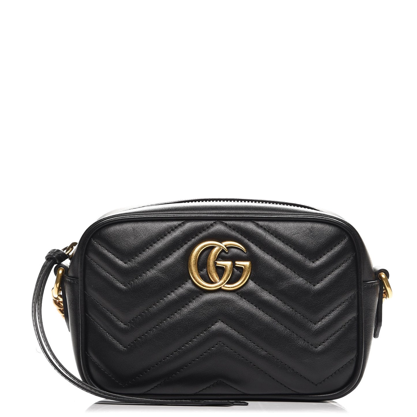 Calfskin Matelasse Mini GG Marmont Chain Shoulder Bag Black