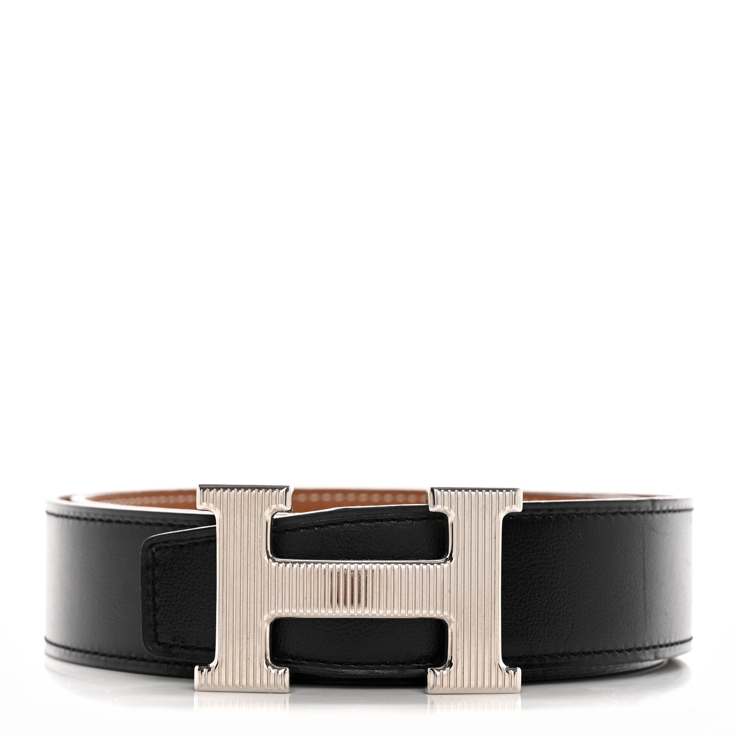 Hermes Box Togo Strie 32mm H Belt 80 32 Black Gold 1 of 10